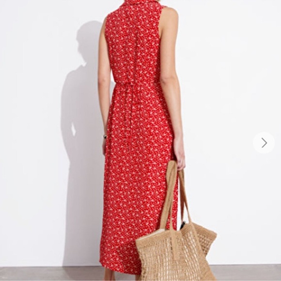 & OTHER STORIES- Red Floral Sleeveless Shirt Dress - Picture 3 of 10